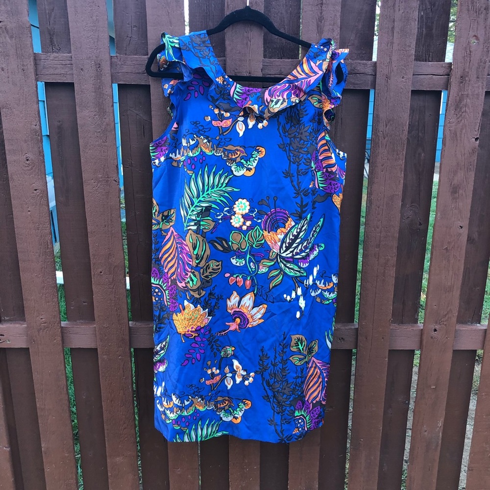 J. Crew Silk Tropical Ruffle Dress - 14 - Picture 2 of 8